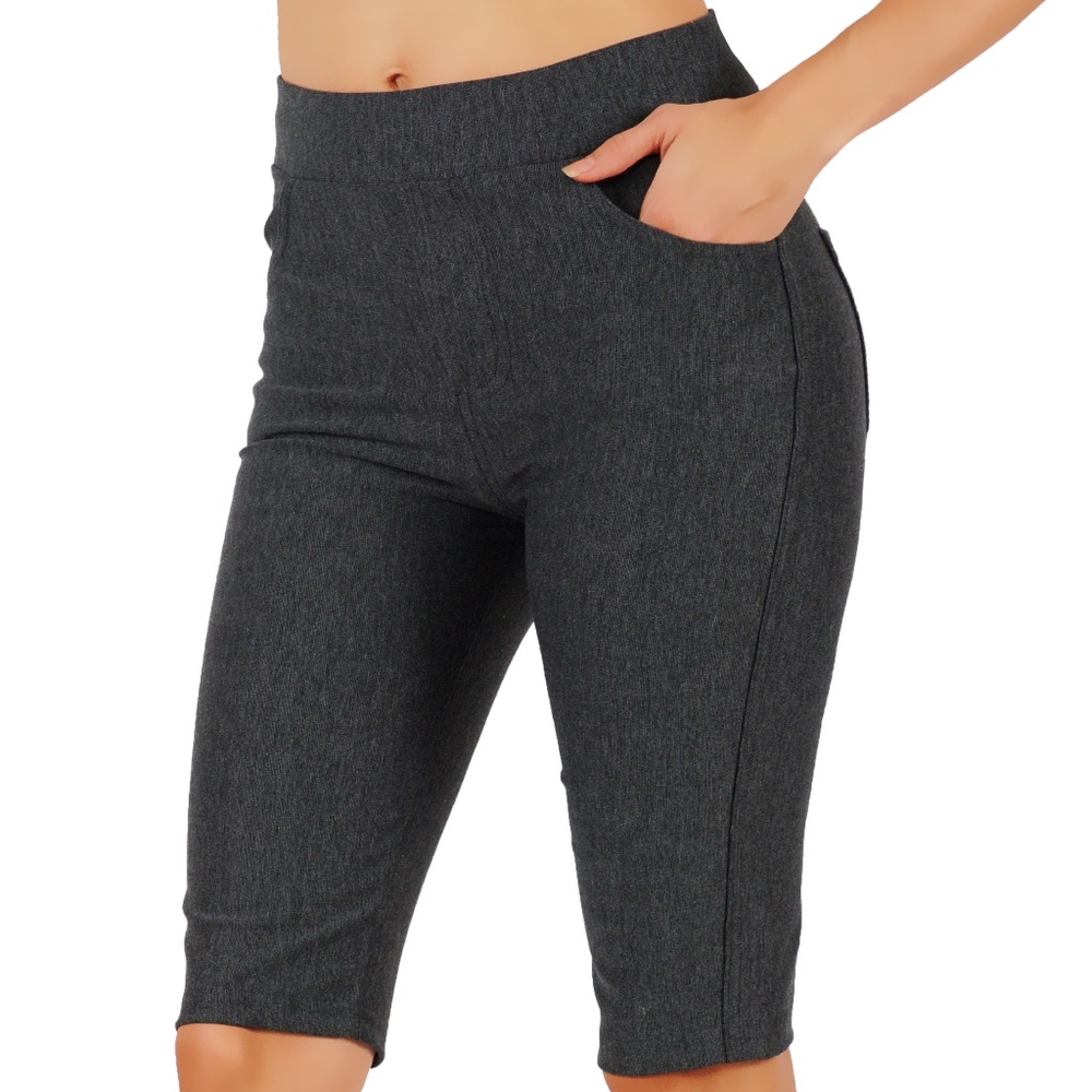 Ponte Knit Slim Fit Shorts Pull-Up Style Leggings